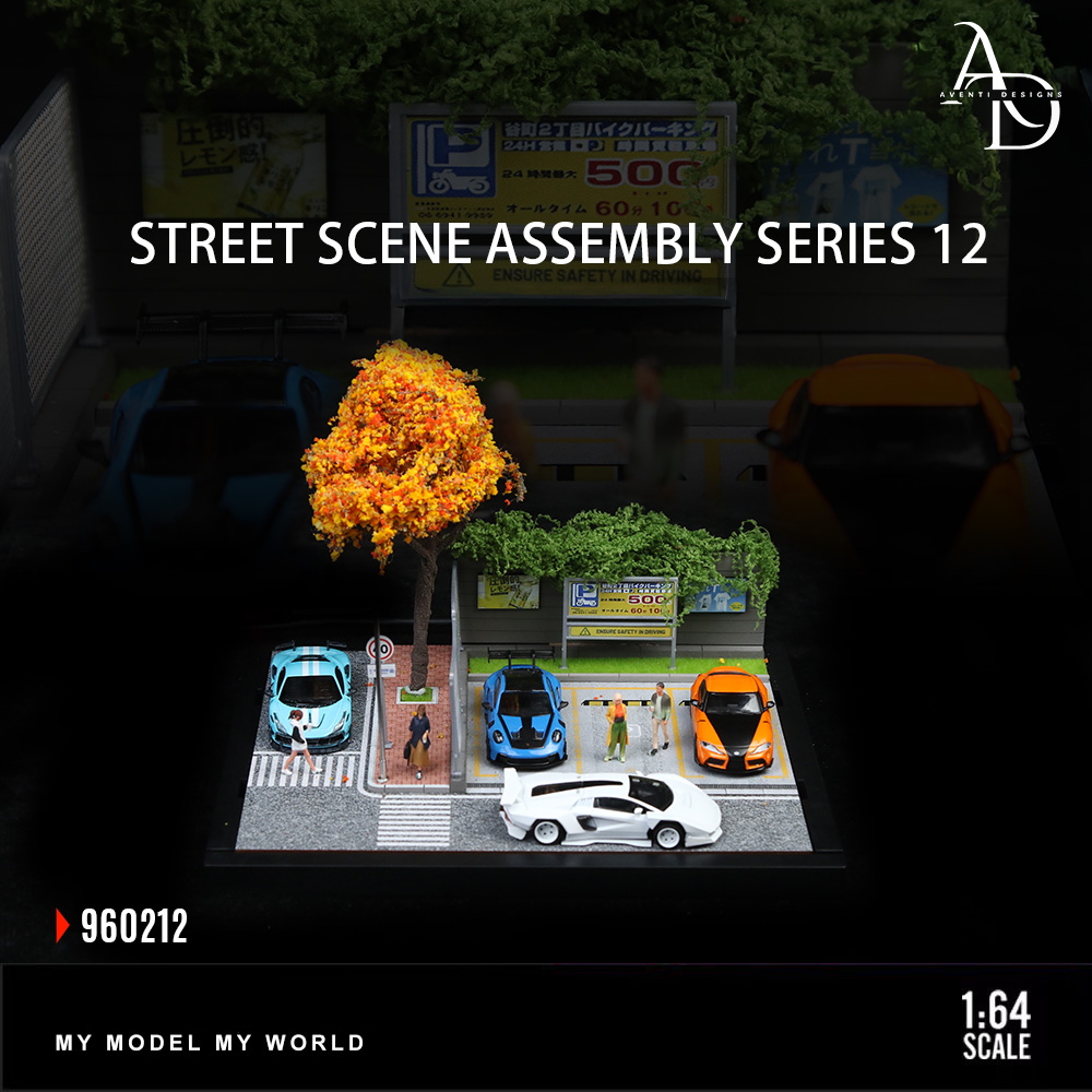 Aventi Designs Street Corner Scene 12 - 1/64 LED Diorama - Hot Wheels Display