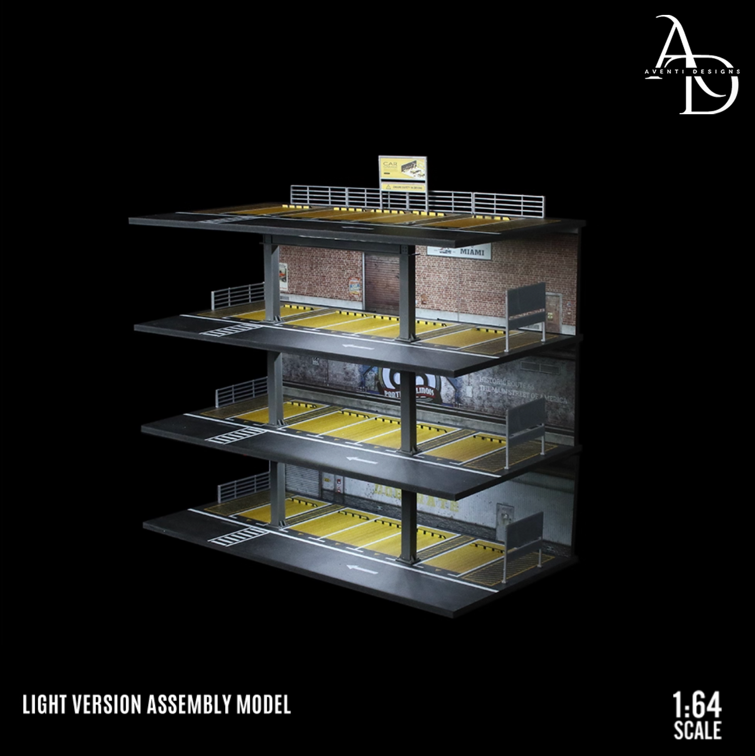 Aventi Designs LED 3 Level Parking - 1/64 LED Diorama - Hot Wheels Display