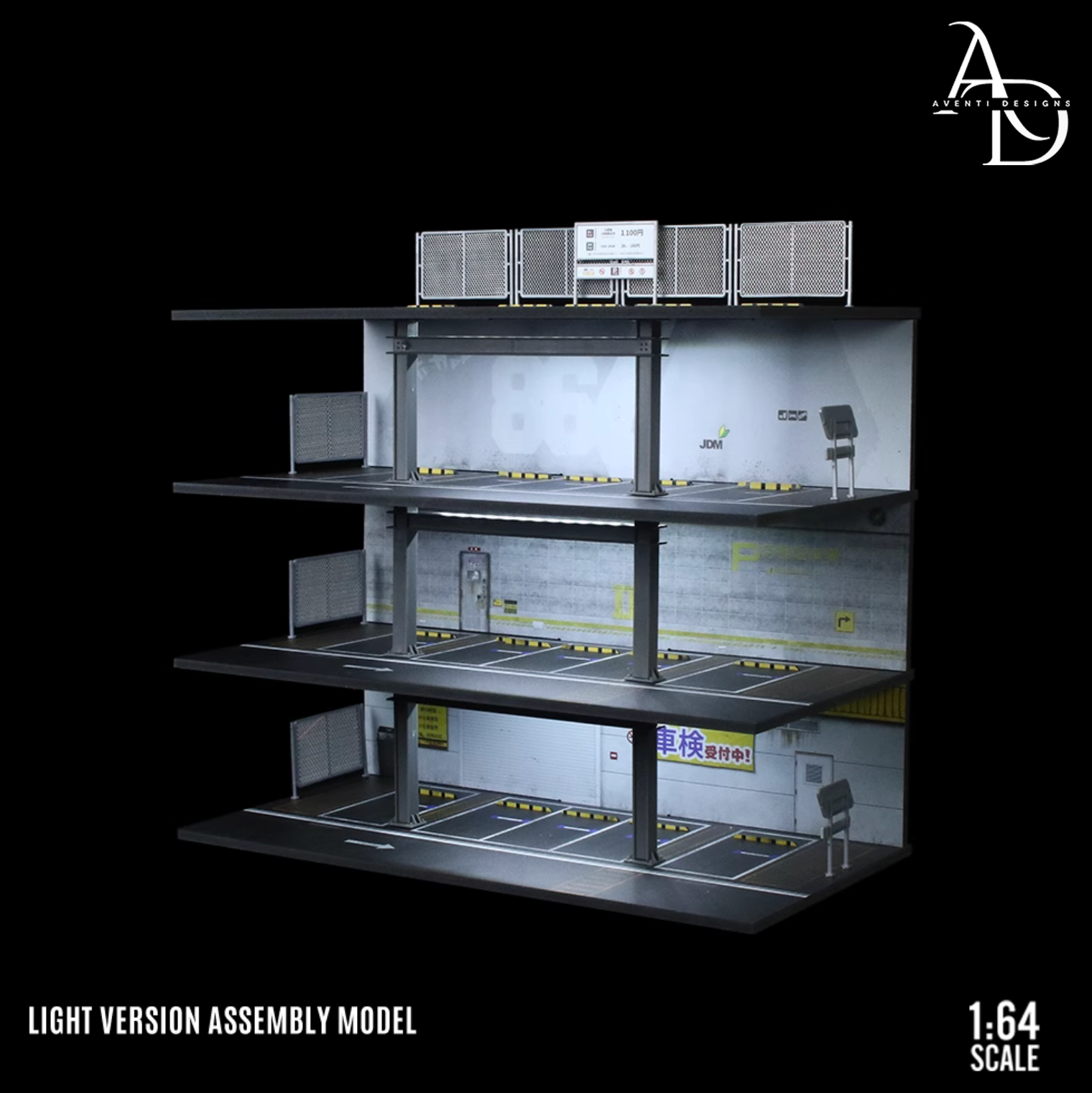 Aventi Designs LED 3 Level Parking - 1/64 LED Diorama - Hot Wheels Display