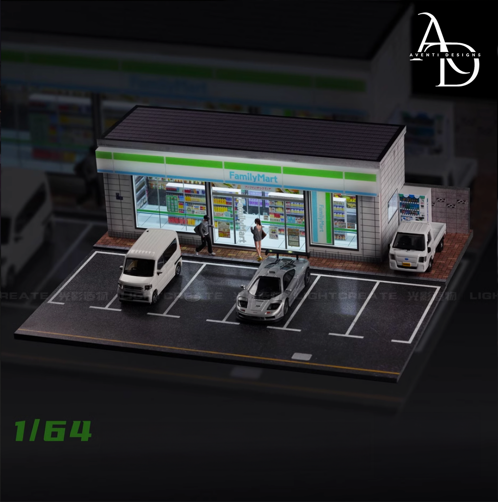 LED FamilyMart Convenience Store Diorama – 1:64 Scale Diecast Display