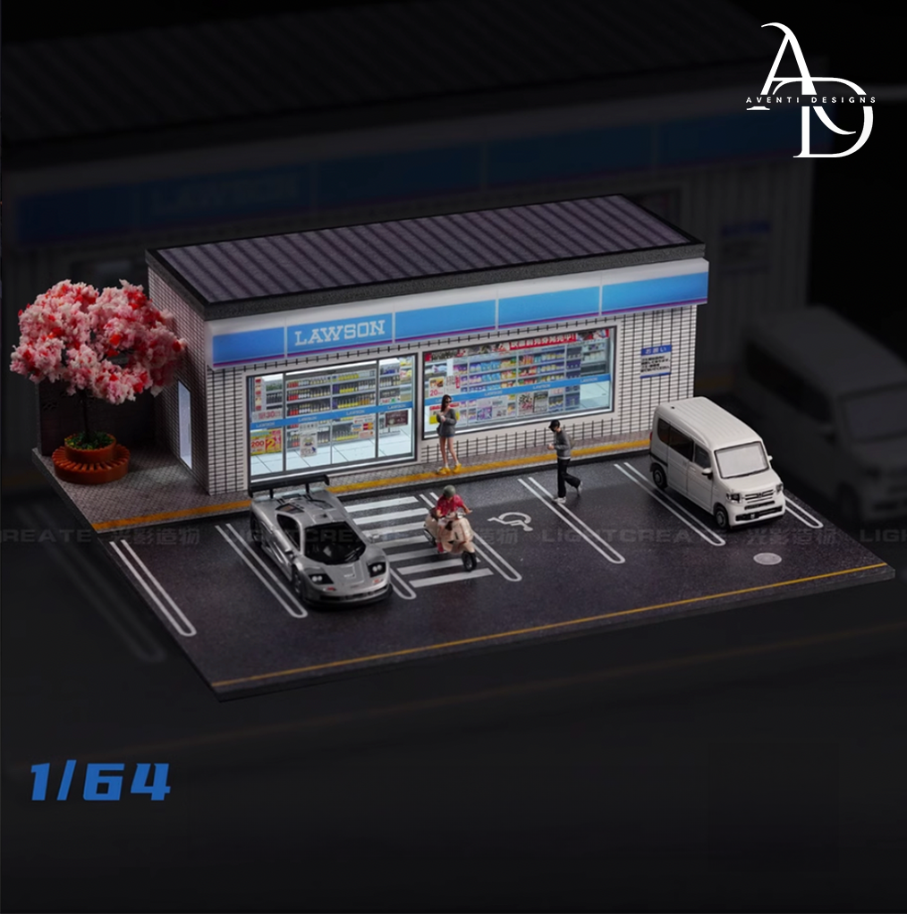 LED Lawson Convenience Store Diorama – 1:64 Scale Diecast Display