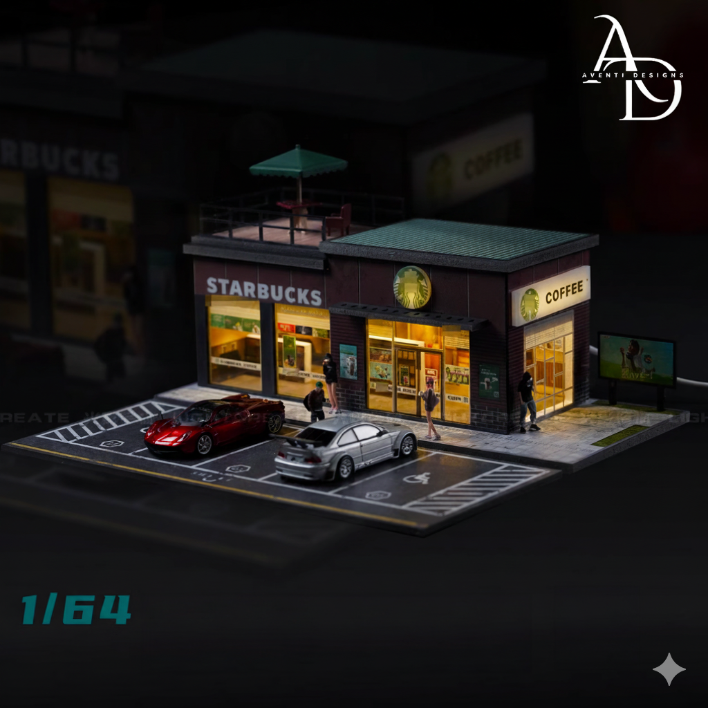 ☆ Creative Diorama Parts①　　　　　　　【特典会員限定】 Aventi Designs Starbucks Coffee - 1/64 LED Diorama - Hot Wheels Displa
