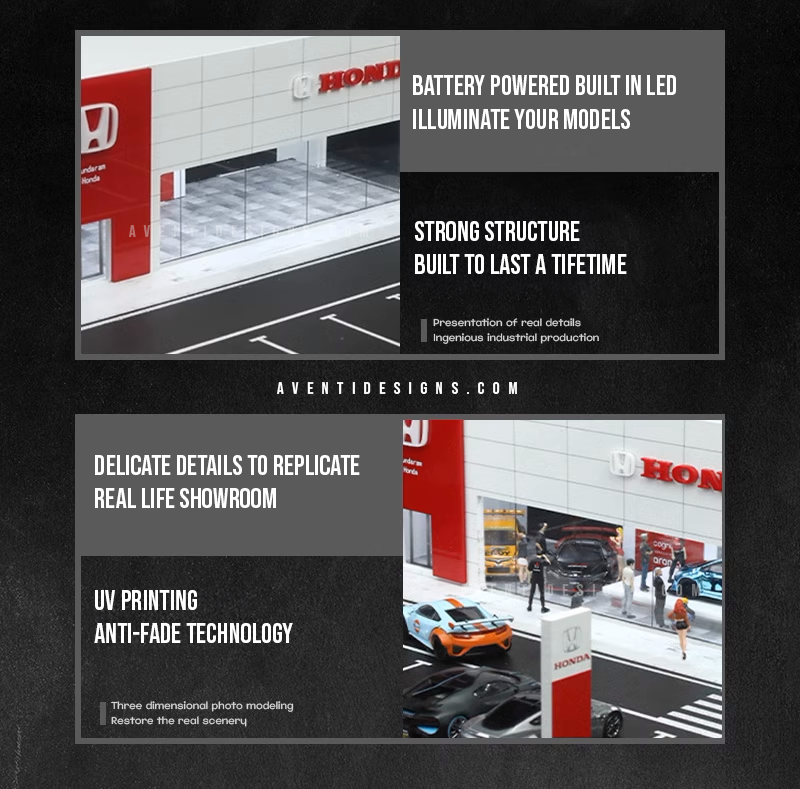 Aventi Designs Honda Dealership - 1/64 LED Diorama - Hot Wheels Display
