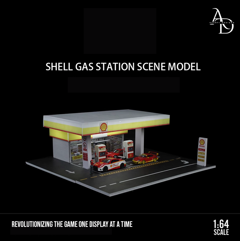 Aventi Designs Shell Gas Station - 1/64 LED Diorama - Hot Wheels Display