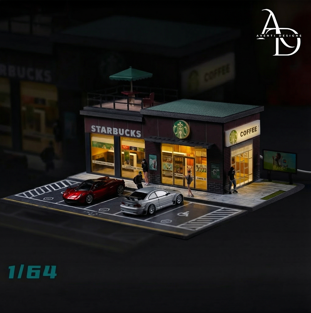 LED Starbucks Coffee Diorama – 1:64 Scale Diecast Display