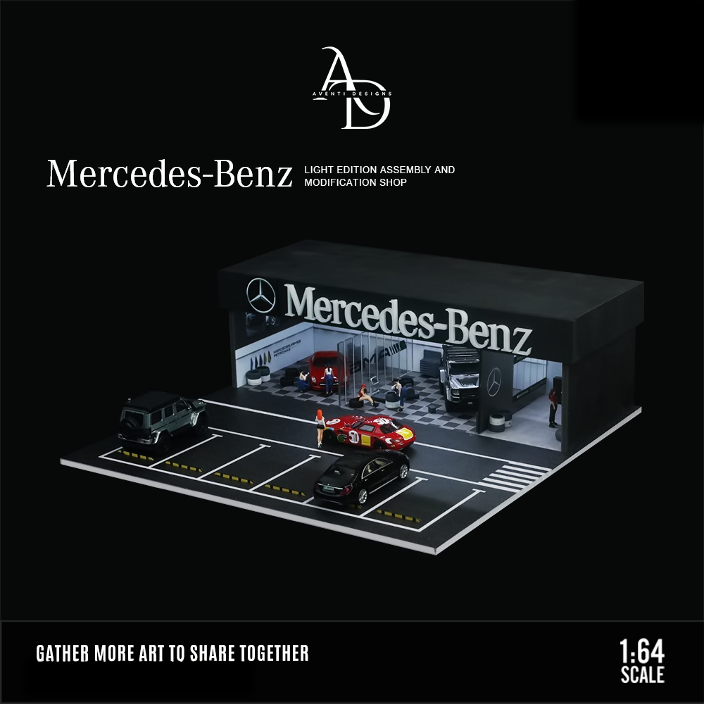 Aventi Designs Mercedes Repair Shop - 1/64 LED Diorama - Hot Wheels Display