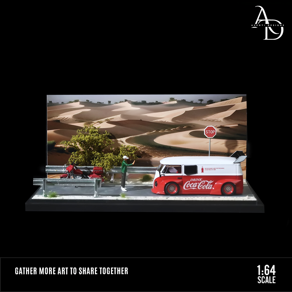 Desert Highway Scene - 1/64 LED Diorama - Hot Wheels Display