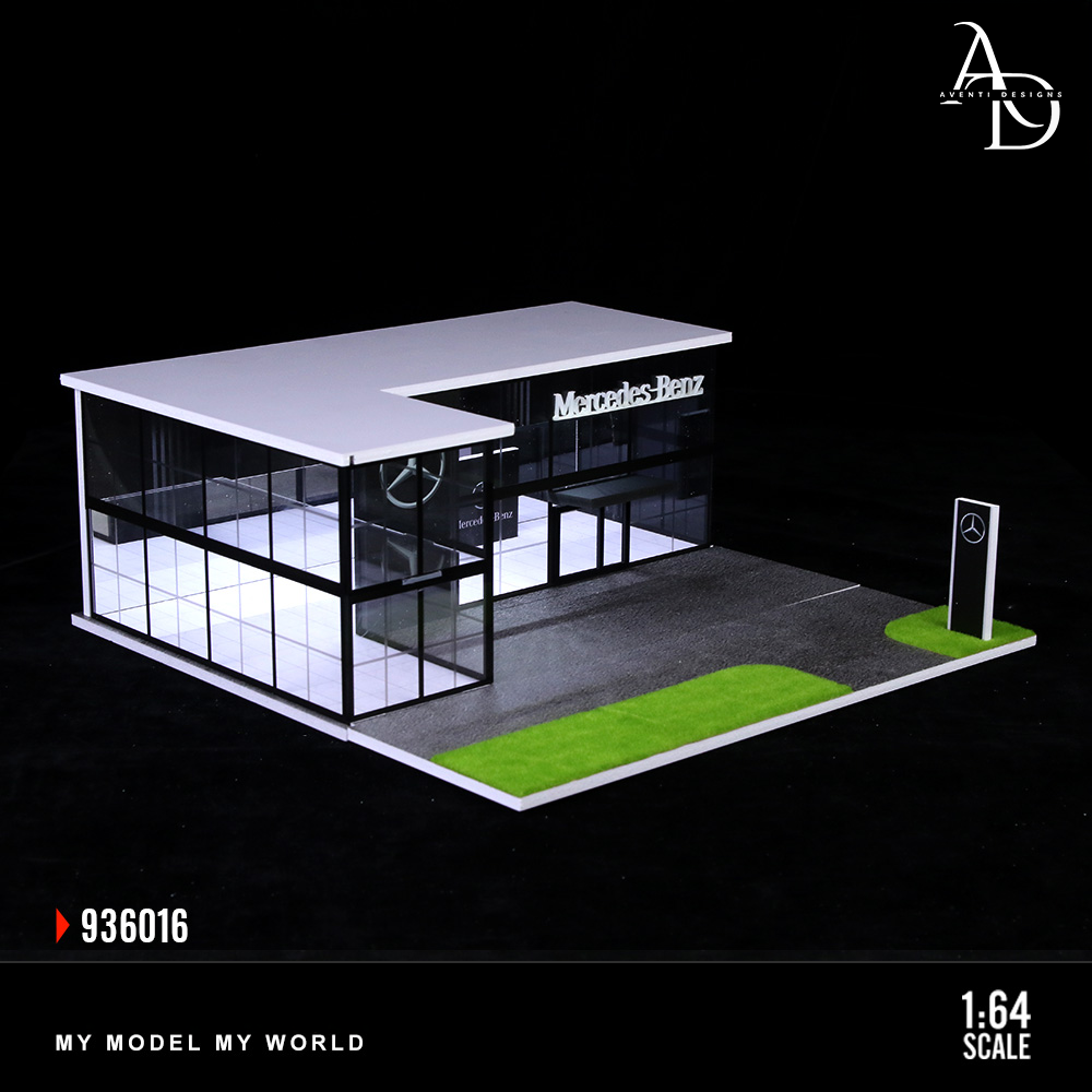 Mercedes Two Story Dealership - 1/64 LED Diorama - Hot Wheels Display