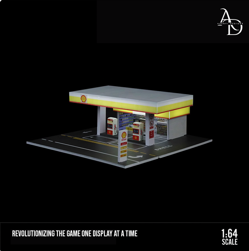 Aventi Designs Shell Gas Station - 1/64 LED Diorama - Hot Wheels Display