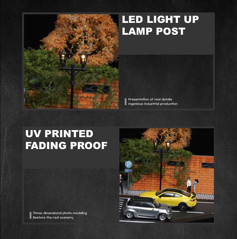 Aventi Designs Street Corner Scene - 1/64 LED Diorama - Hot Wheels Display