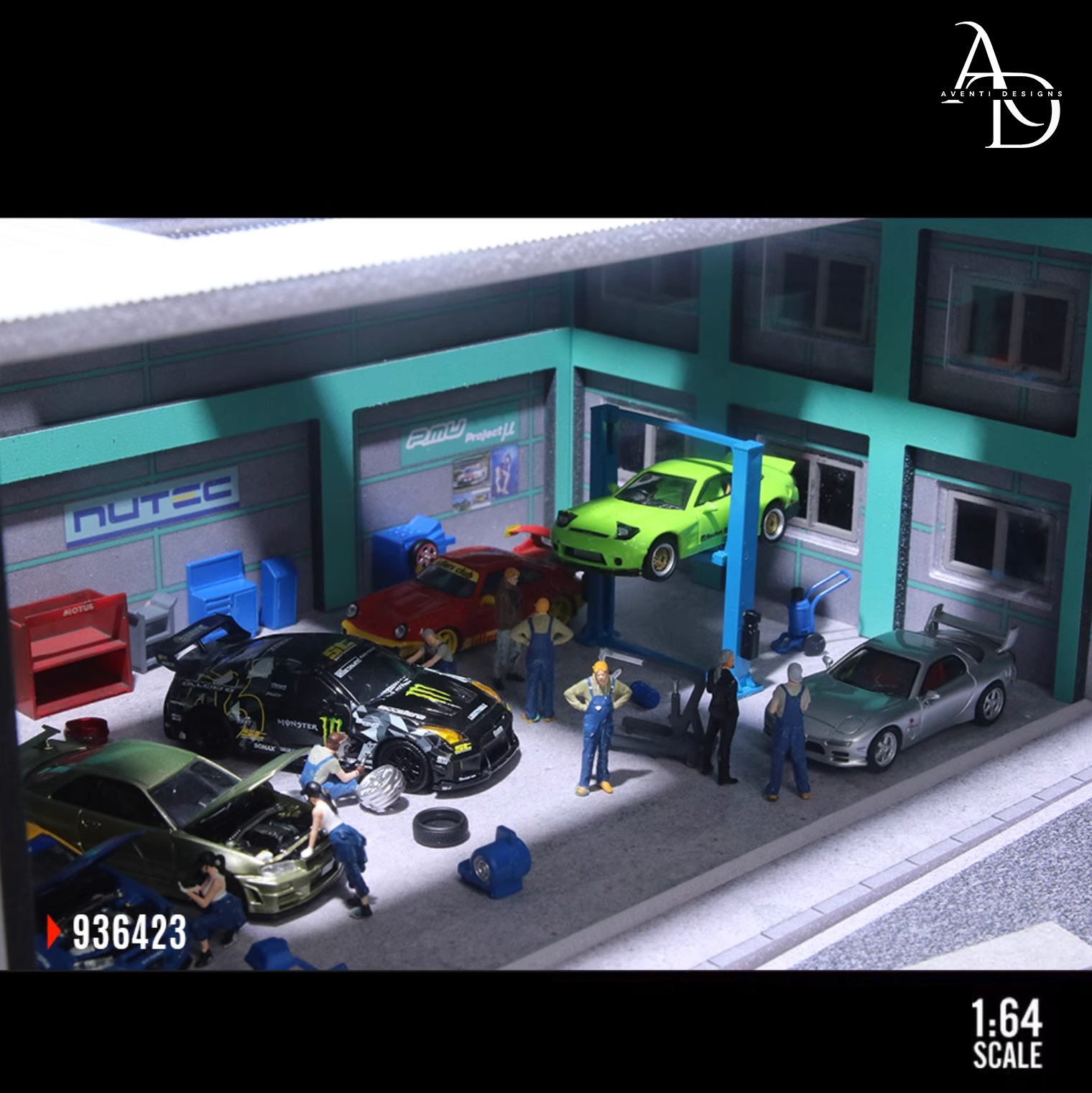 Aventi Designs Yokohama Repair Shop - 1/64 LED Diorama - Hot Wheels Display