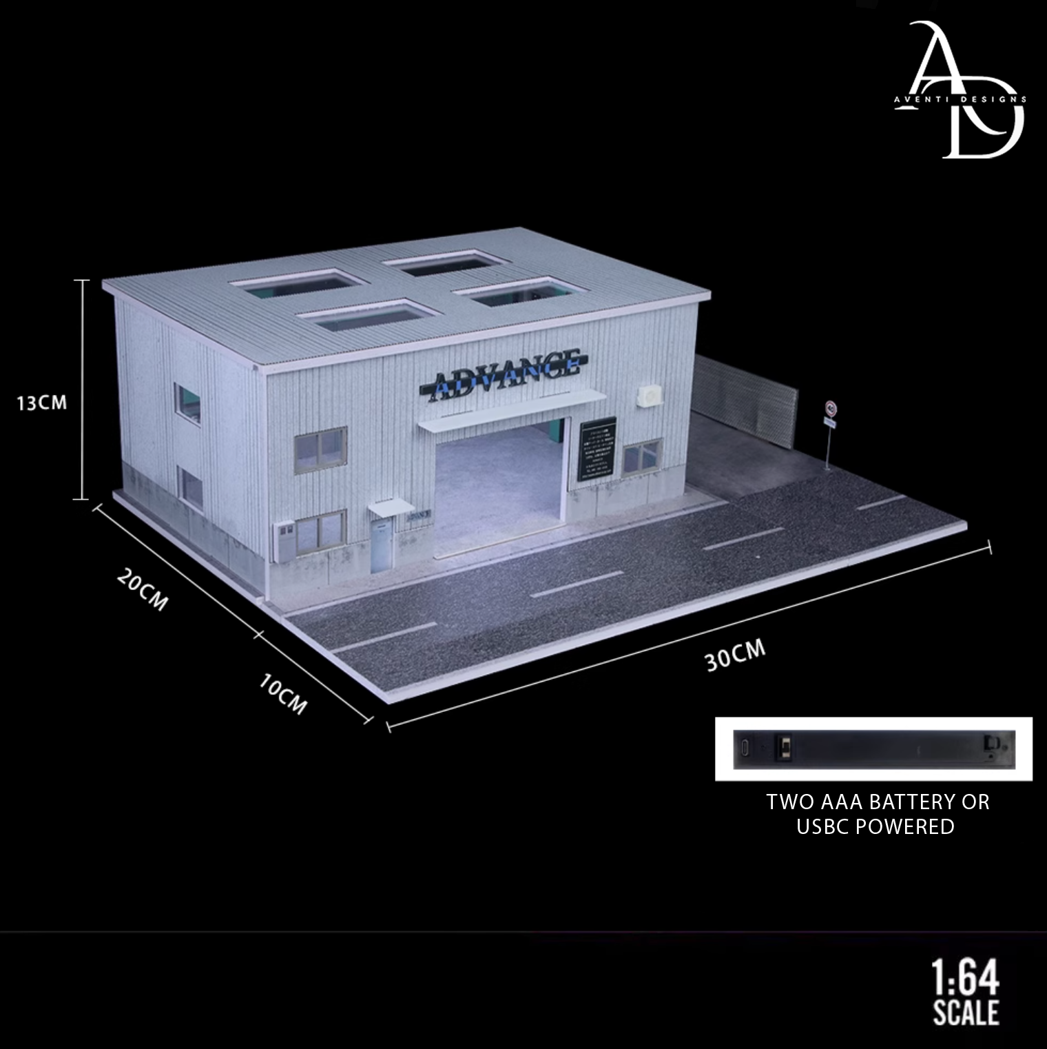 Aventi Designs Yokohama Repair Shop - 1/64 LED Diorama - Hot Wheels Display