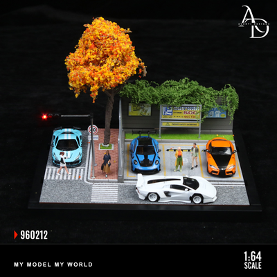 Aventi Designs Street Corner Scene 12 - 1/64 LED Diorama - Hot Wheels Display