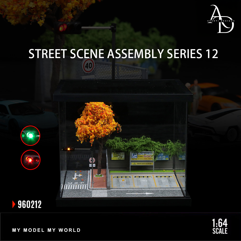 Aventi Designs Street Corner Scene 12 - 1/64 LED Diorama - Hot Wheels Display