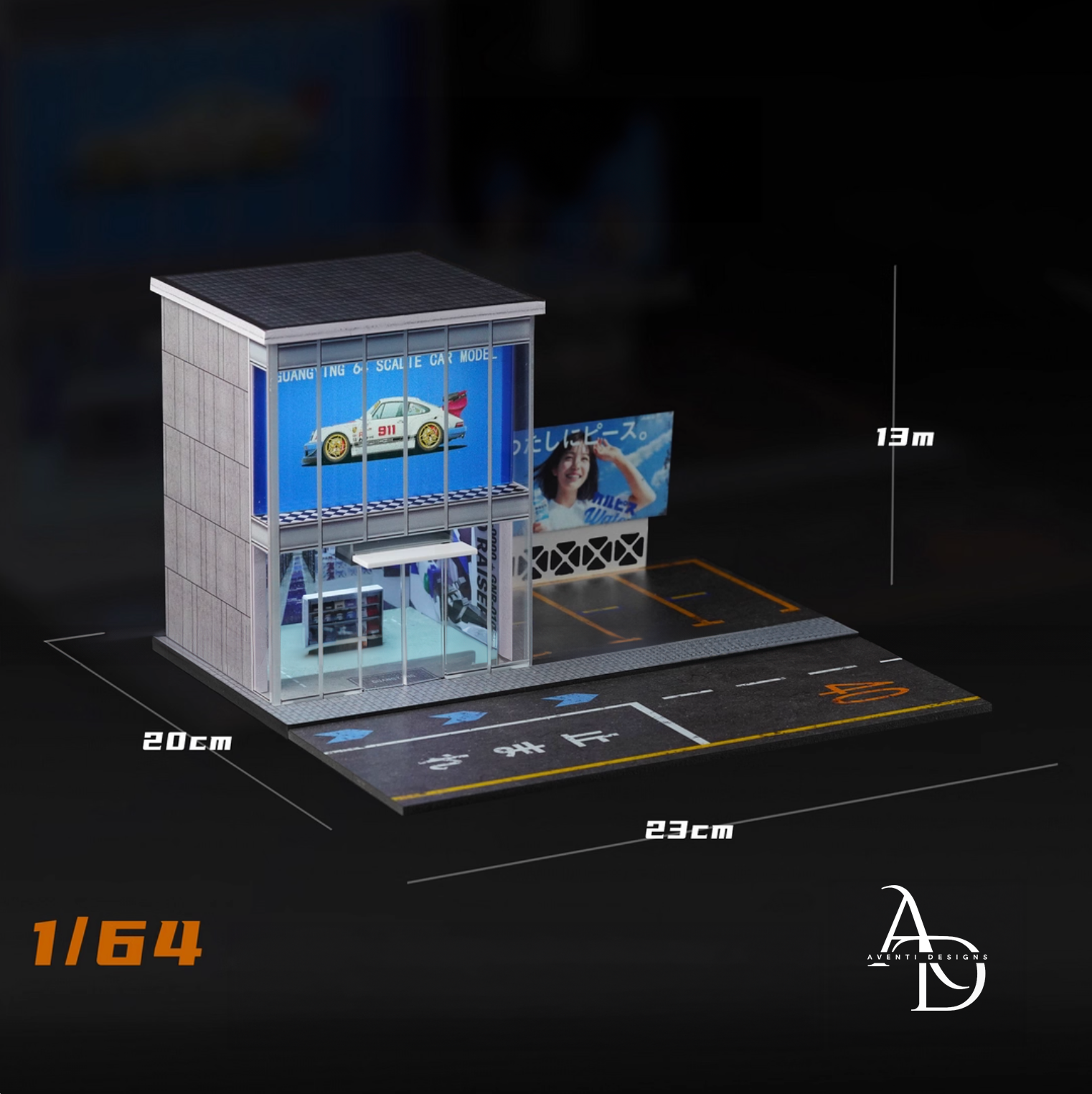 Aventi Designs Japanese Car Store - 1/64 LED Diorama - Hot Wheels Display