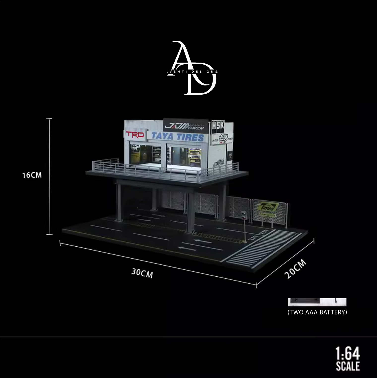 Aventi Designs Highway Repair Shop  - 1/64 LED Diorama - Hot Wheels Display
