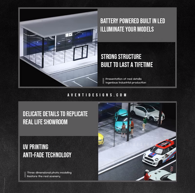 Aventi Designs BMW Dealership - 1/64 LED Diorama - Hot Wheels Display
