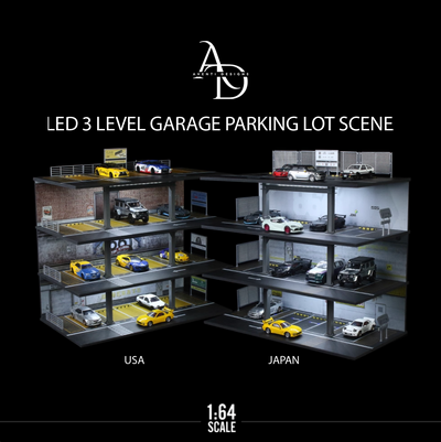 Aventi Designs LED 3 Level Parking  - 1/64 LED Diorama - Hot Wheels Display