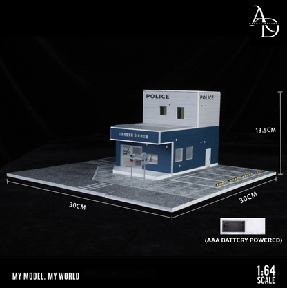 Aventi Designs Japanese Police Station - 1/64 LED Diorama - Hot Wheels Display