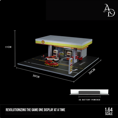 Aventi Designs Shell Gas Station - 1/64 LED Diorama - Hot Wheels Display