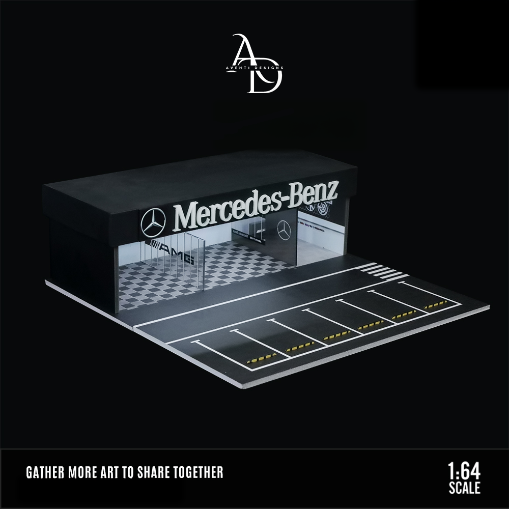 Aventi Designs Mercedes Repair Shop - 1/64 LED Diorama - Hot Wheels Display