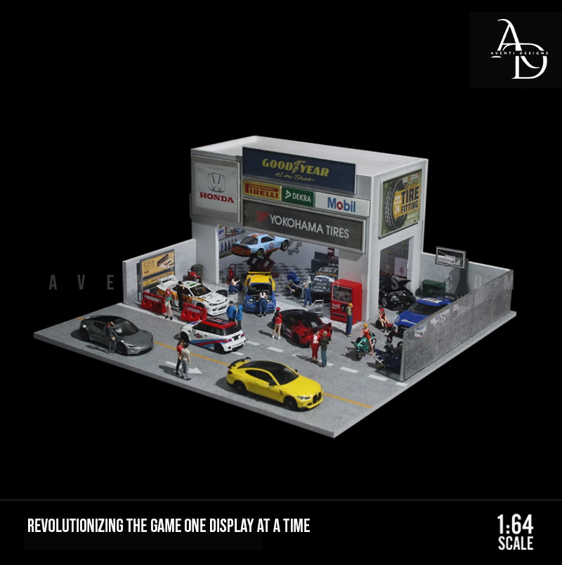 Aventi Designs Car Modification Shop - 1/64 LED Diorama - Hot Wheels Display