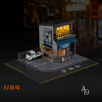 Aventi Designs Japanese Style Restaurant  + Studio Store - 1/64 LED Diorama - Hot Wheels Display