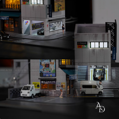 Aventi Designs Japanese Style Restaurant  + Studio Store - 1/64 LED Diorama - Hot Wheels Display