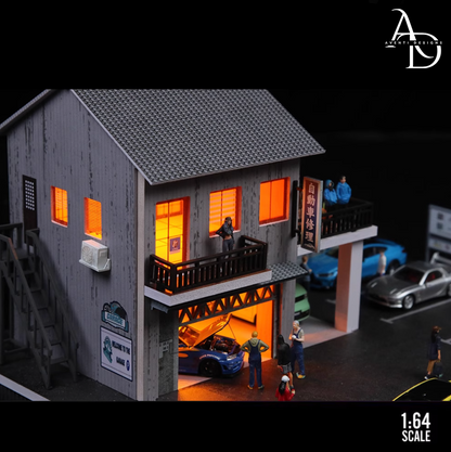 Aventi Designs Japanese Auto Repair - 1/64 LED Diorama - Hot Wheels Display