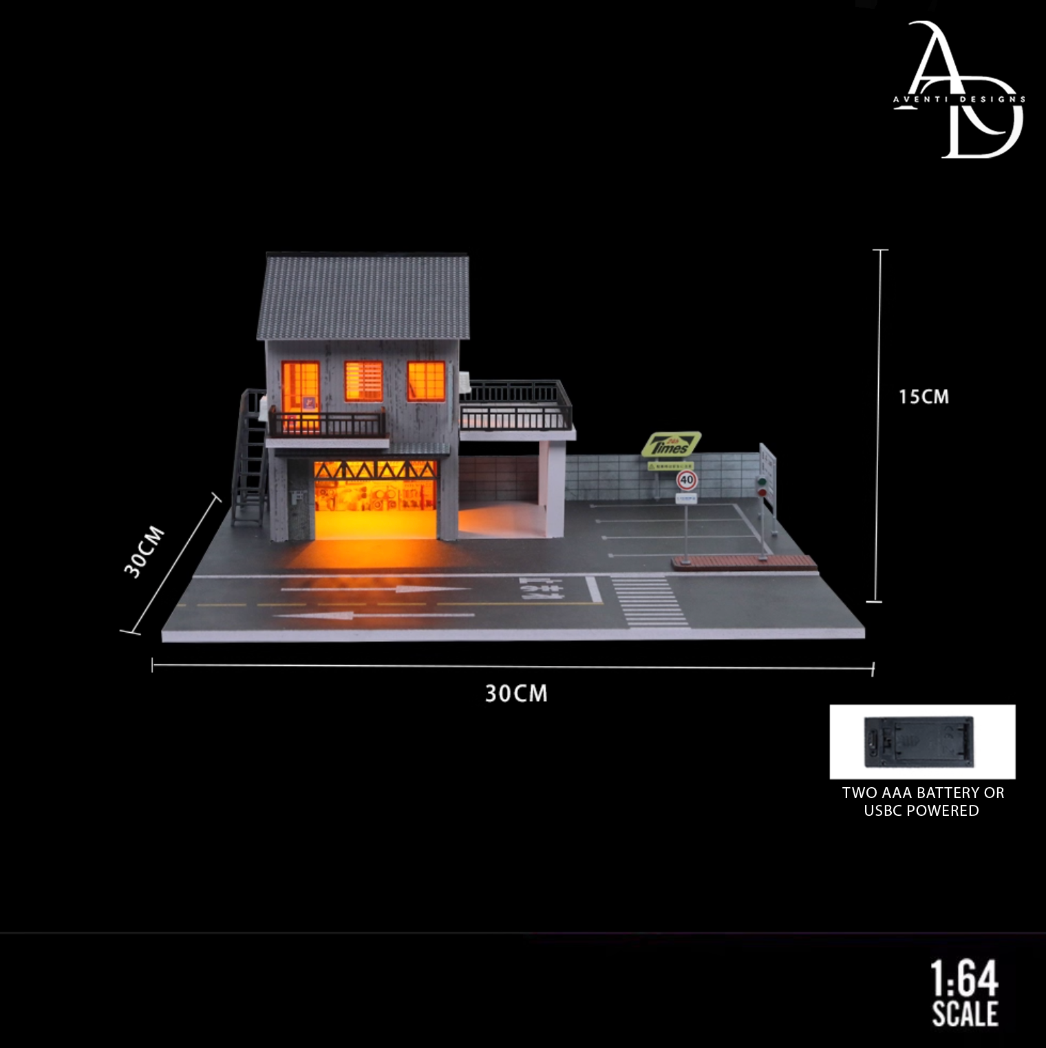 Aventi Designs Japanese Auto Repair - 1/64 LED Diorama - Hot Wheels Display