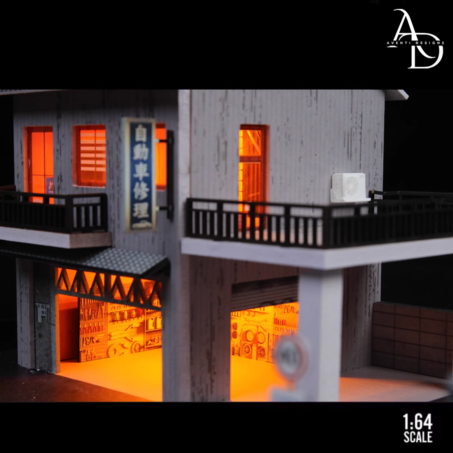 Aventi Designs Japanese Auto Repair - 1/64 LED Diorama - Hot Wheels Display