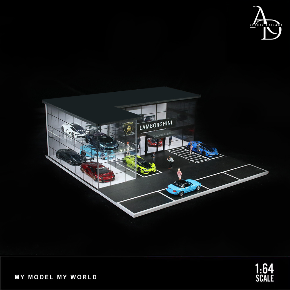 Lamborghini Two Story Dealership  - 1/64 LED Diorama - Hot Wheels Display
