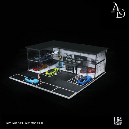 Lamborghini Two Story Dealership  - 1/64 LED Diorama - Hot Wheels Display