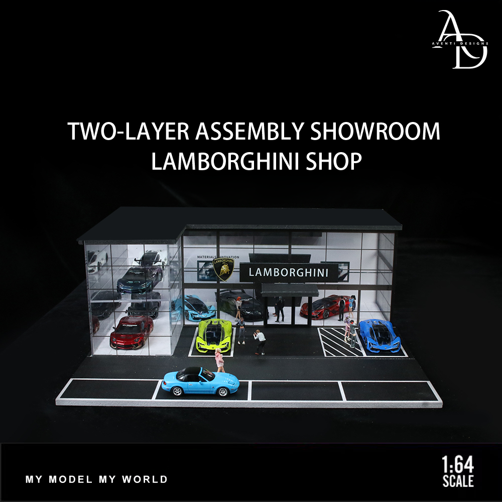 Lamborghini Two Story Dealership  - 1/64 LED Diorama - Hot Wheels Display