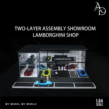 Lamborghini Two Story Dealership  - 1/64 LED Diorama - Hot Wheels Display