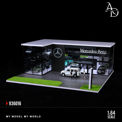 Mercedes Two Story Dealership  - 1/64 LED Diorama - Hot Wheels Display