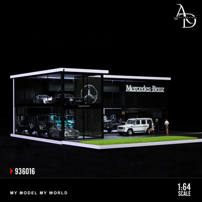 Mercedes Two Story Dealership  - 1/64 LED Diorama - Hot Wheels Display