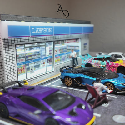 LED Lawson Convenience Store Diorama – 1:64 Scale Diecast Display