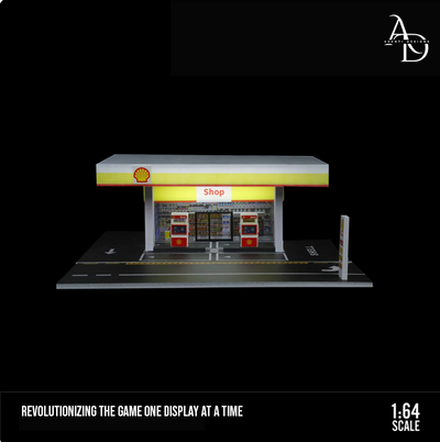 Aventi Designs Shell Gas Station - 1/64 LED Diorama - Hot Wheels Display
