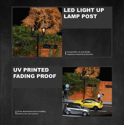 Aventi Designs Street Corner Scene - 1/64 LED Diorama - Hot Wheels Display