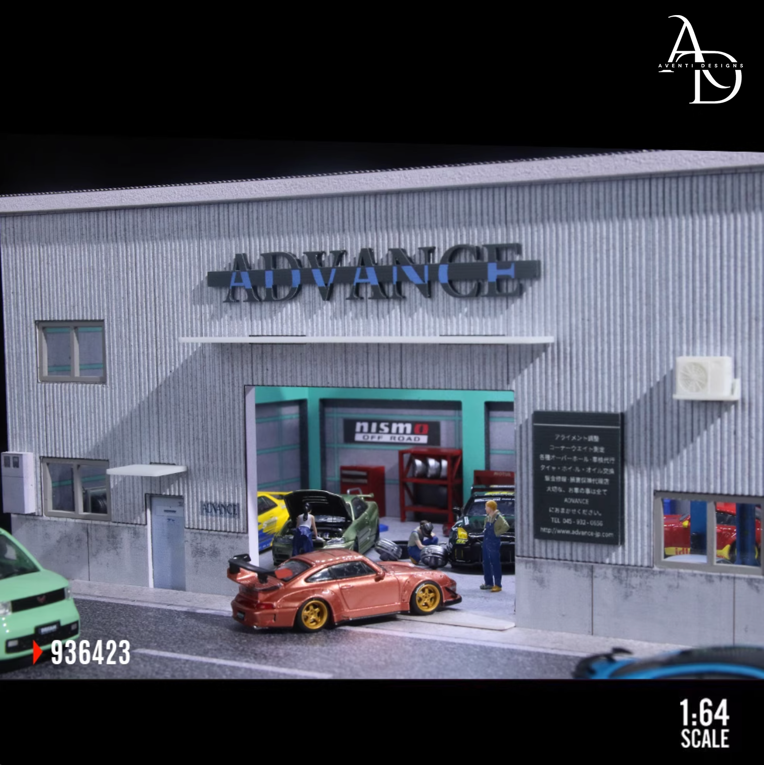 Aventi Designs Yokohama Repair Shop - 1/64 LED Diorama - Hot Wheels Display
